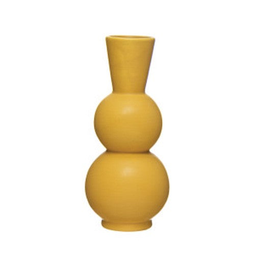 Round Matte Mustard Stoneware Vase