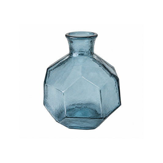 Blue Geometric Glass Vase