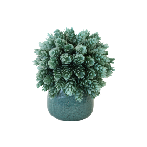 Small Crackle Blue/Green Pot Green