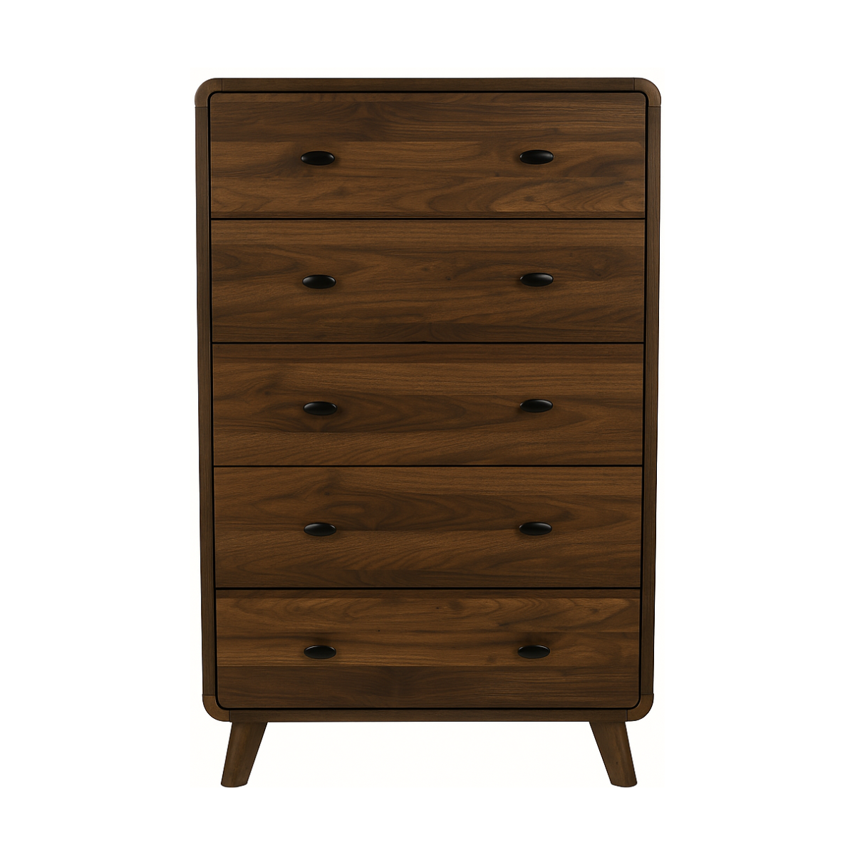 5 Drawer Chest Dresser Walnut Finish