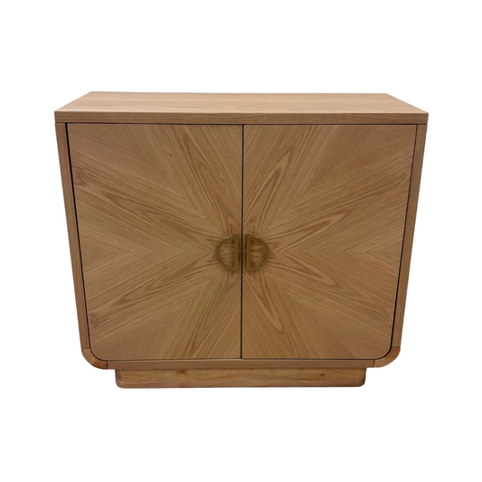 Light Brown Natural Wood Console with Golden Handle