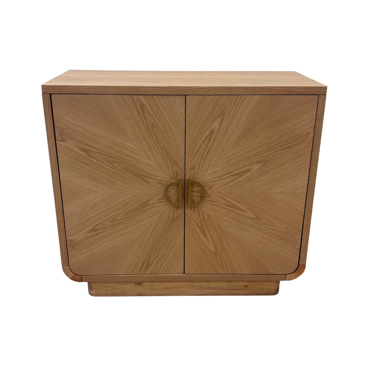 Light Brown Natural Wood Console with Golden Handle