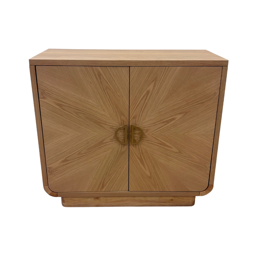 Light Brown Natural Wood Console with Golden Handle