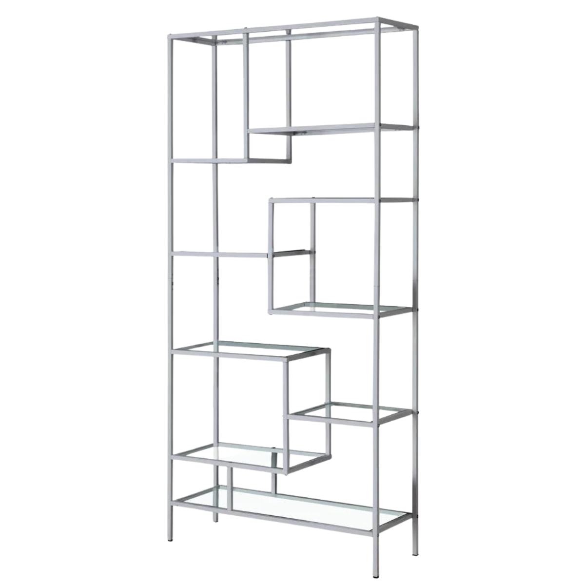 Silver Metal with Tempered Glass Bookcase