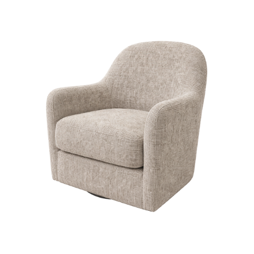 Textured Curved Light Shiny Brown Swivel Accent Chair