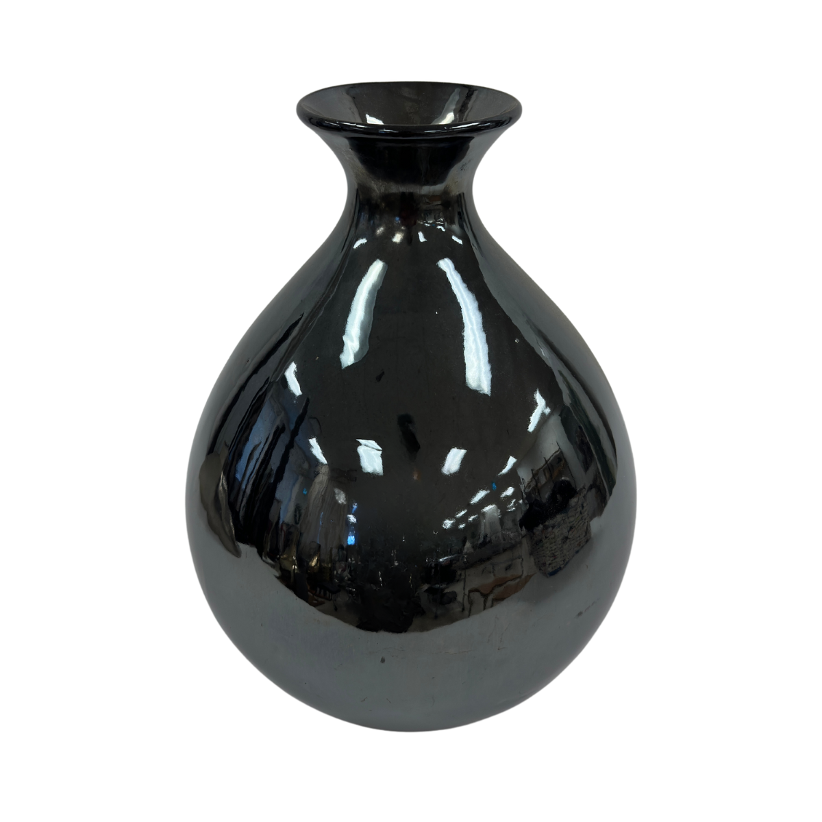 Large Metallic Black Floor Vase