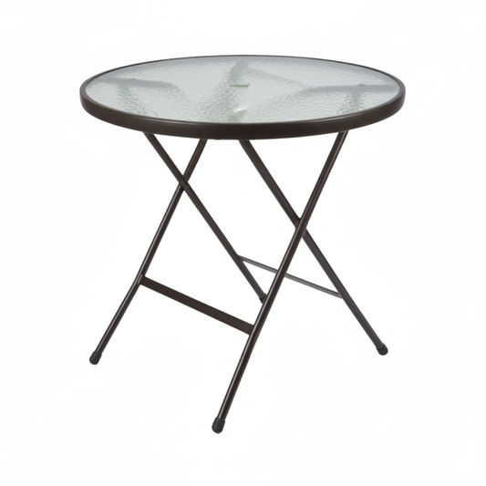 Outdoor Bistro Table - Foldable Round Clear Glass Top