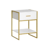 White Modern Nightstand With Gold Legs