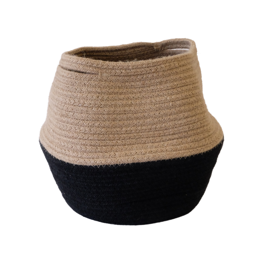 Natural Woven Black & Cream Medium with Handles