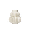 Vase - White Round Pleated Stoneware