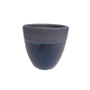 Round Navy Blue Pot m w/ Grey Trim