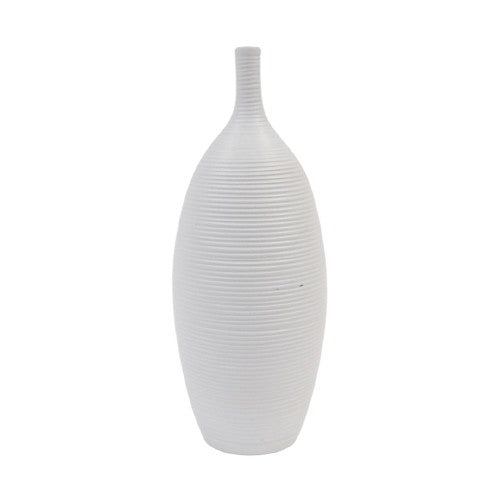White Ceramic Lined Short Round Vase