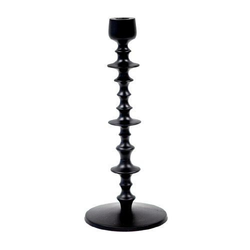 TALL Black Tiered Disk-Shaped Candle Holder