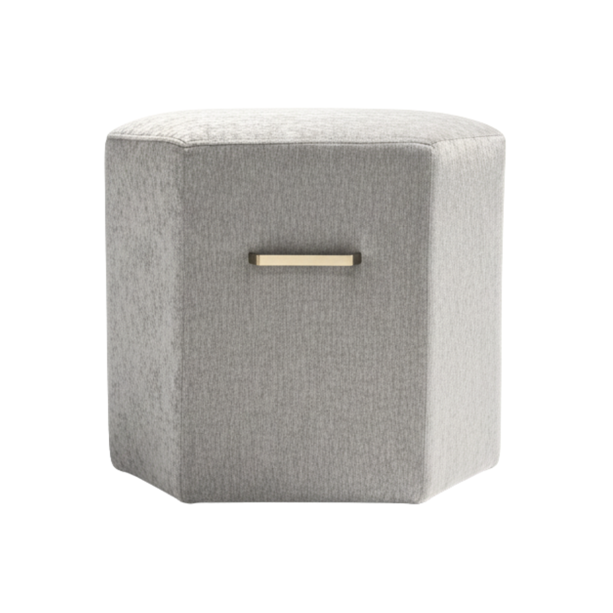 Hexagon Shape Grey Velvet w/ Gold Metal Handle Ottoman
