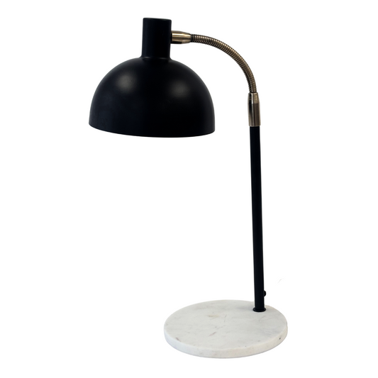 Black Matte Table Lamp with White Marble Base