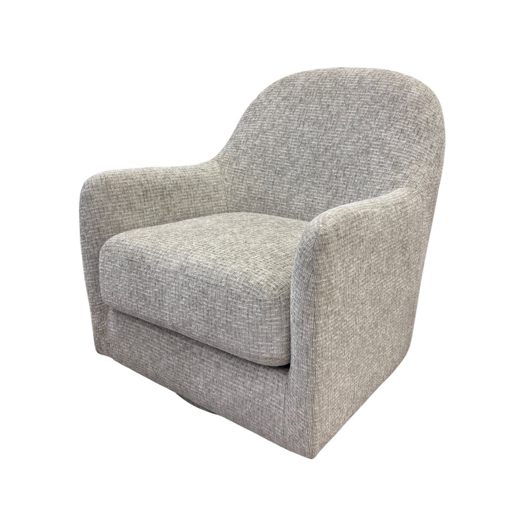 Swivel Textured Curved Light Grey Accent Chair