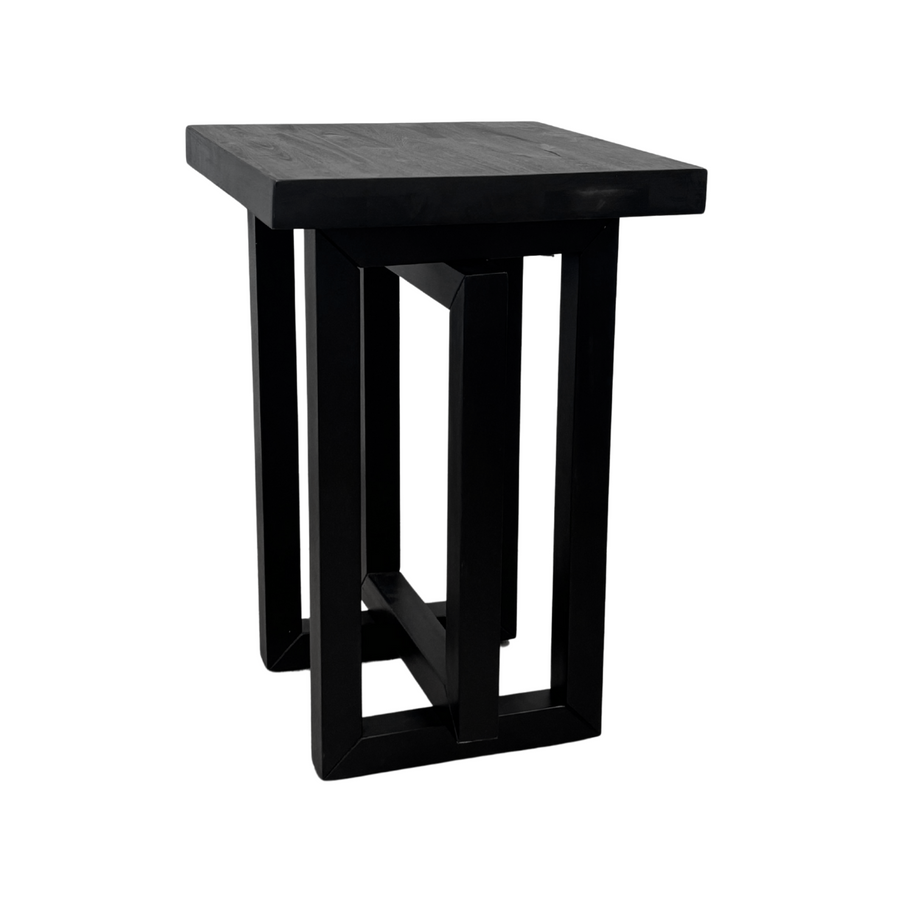 Square Black Wooden Side Table