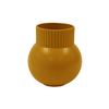Vase - Round Wide Ceramic Ribbed Yellow
