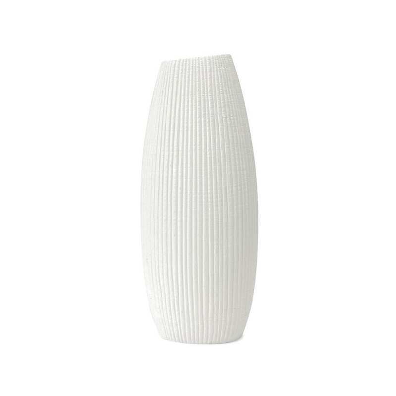 Ceramic White Textured Tall Vase