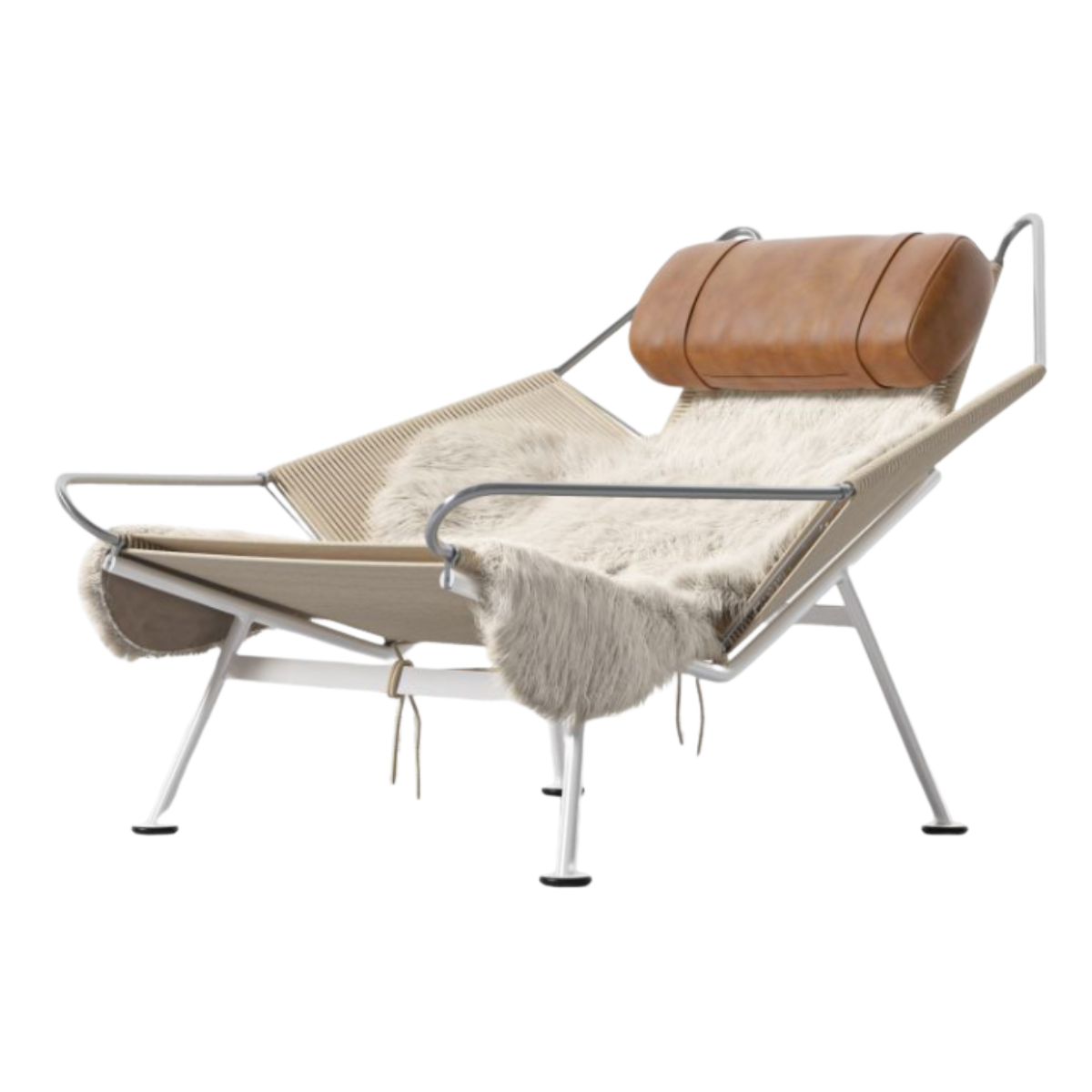 Flag Halyard Lounge Accent Chair with Sheepskin & Leather