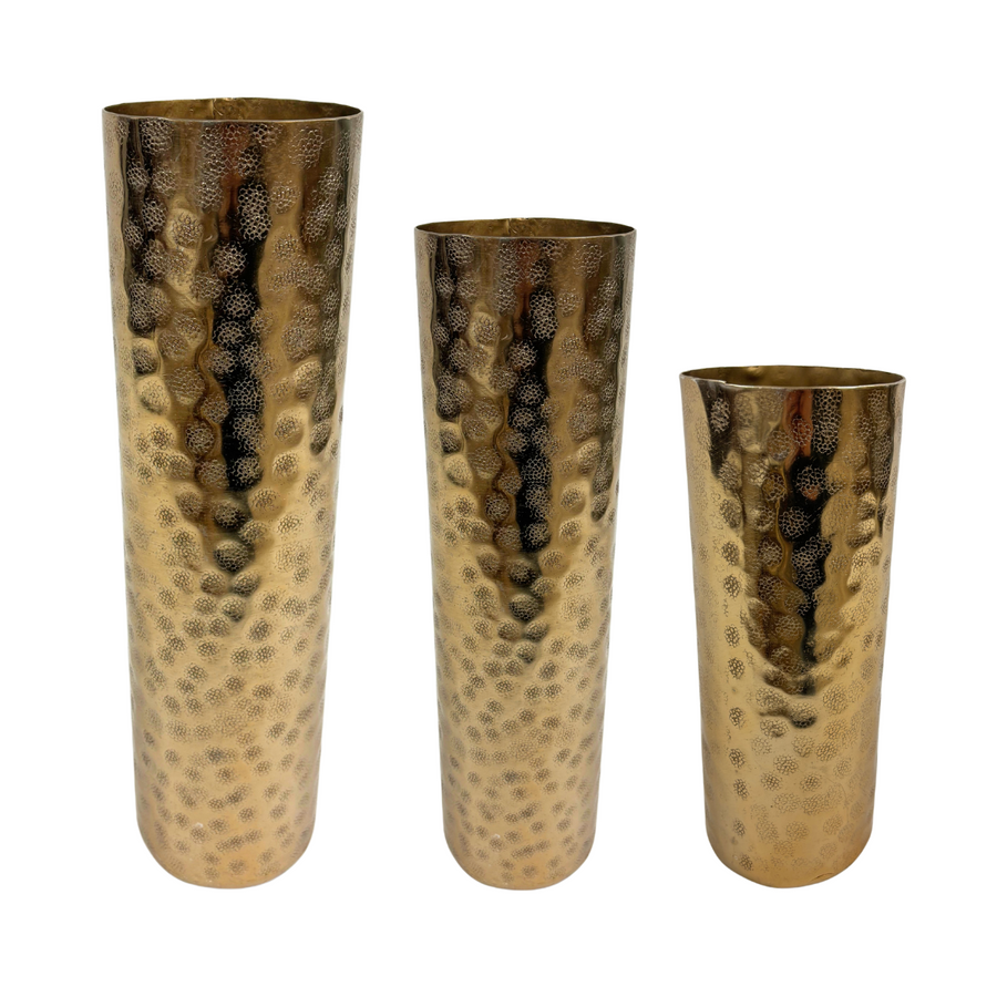 Aluminum Bark Cylinder Gold Tall