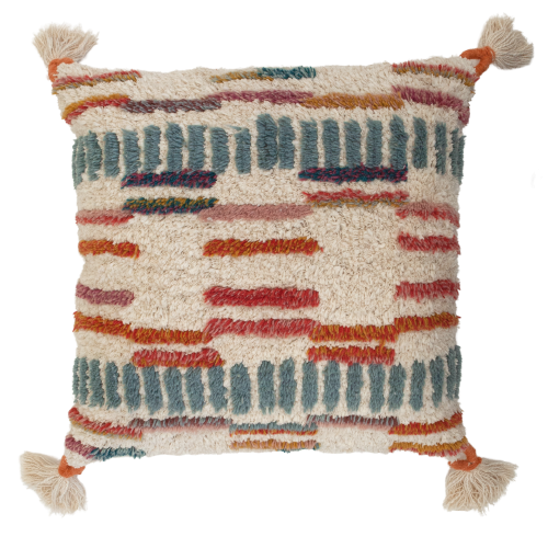 22 x 22 Pre-Stuffed Multi-Coloured Lines w/Fuzzy Looped Tassles