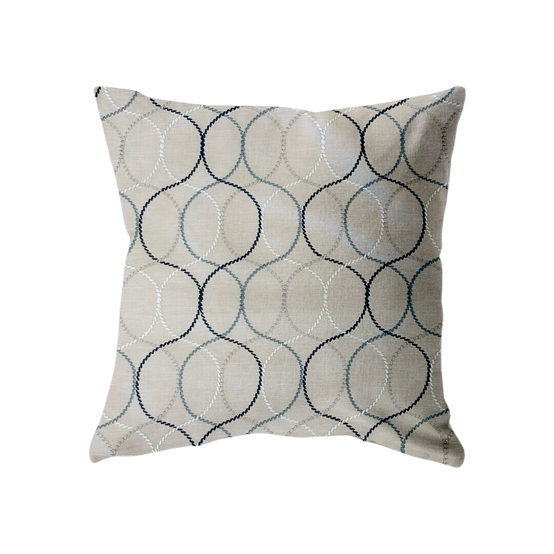 18x18 - Linen w/ Blues, White & Siver Baseball Stich