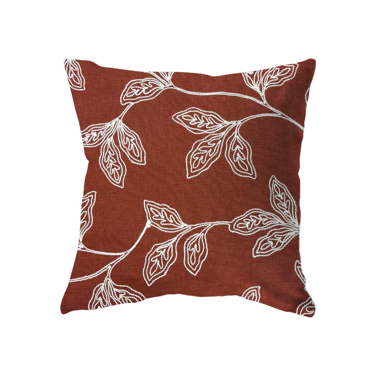 18x18 Rusty Red withTextured Embroidered Leaves