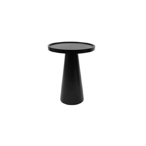 Round Black Wooden Side Table Small