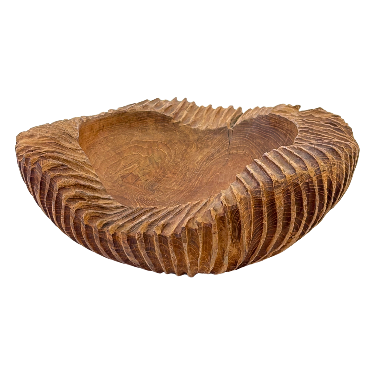 Wood Ribbed Edge Natural Bowl