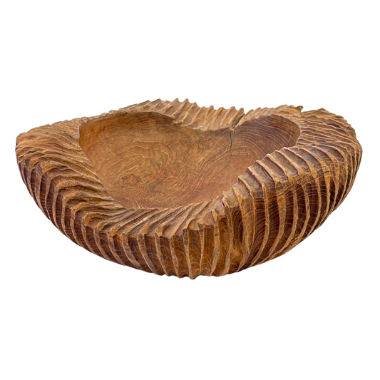 Wood Ribbed Edge Natural Bowl