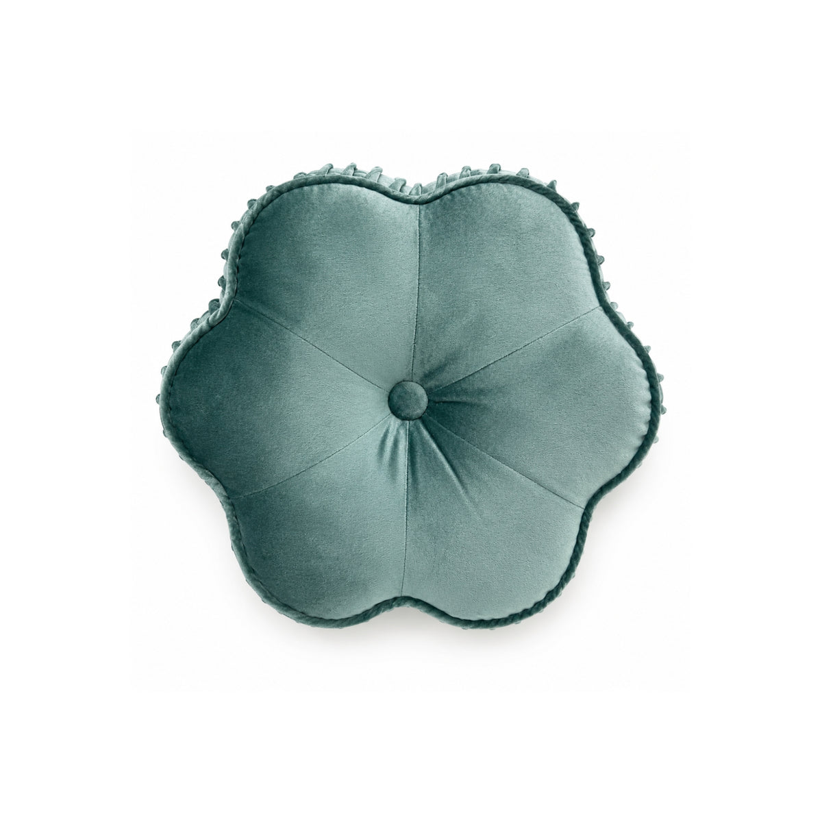 Round Sea foam Blue Velvet Flower Pillow