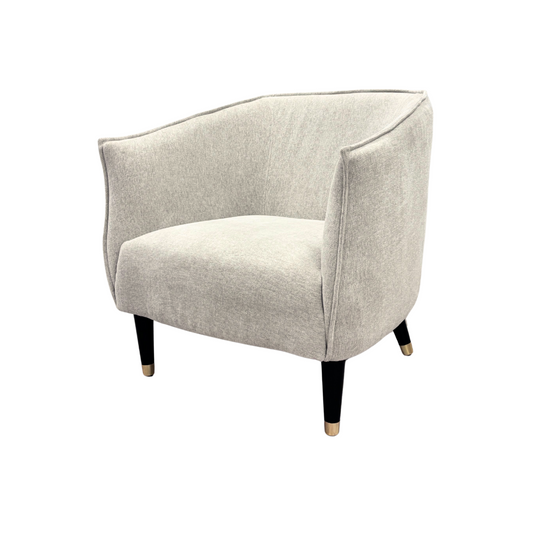 Light Grey Fabric Accent Chair With Black & Gold Legs