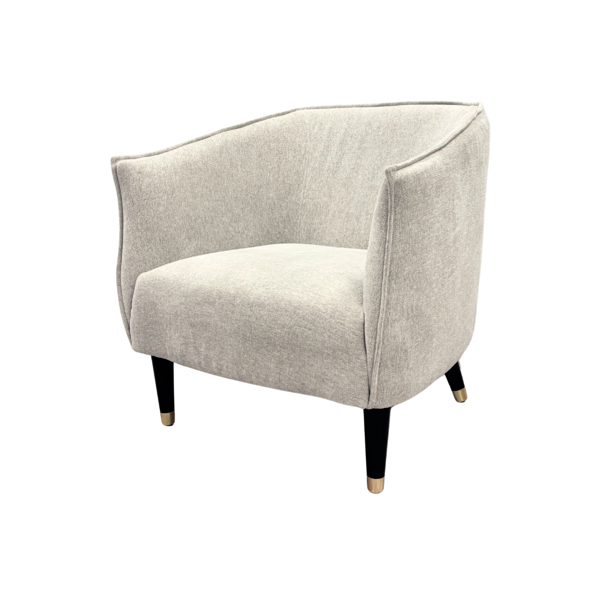 Light Grey Fabric Accent Chair With Black & Gold Legs