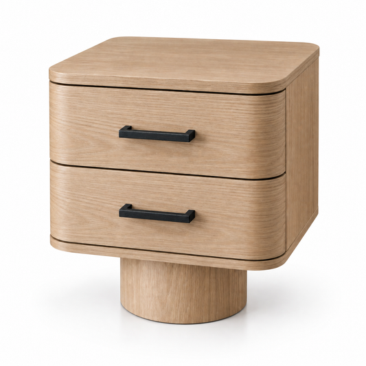 Side Table - Natural Oak Pedestal