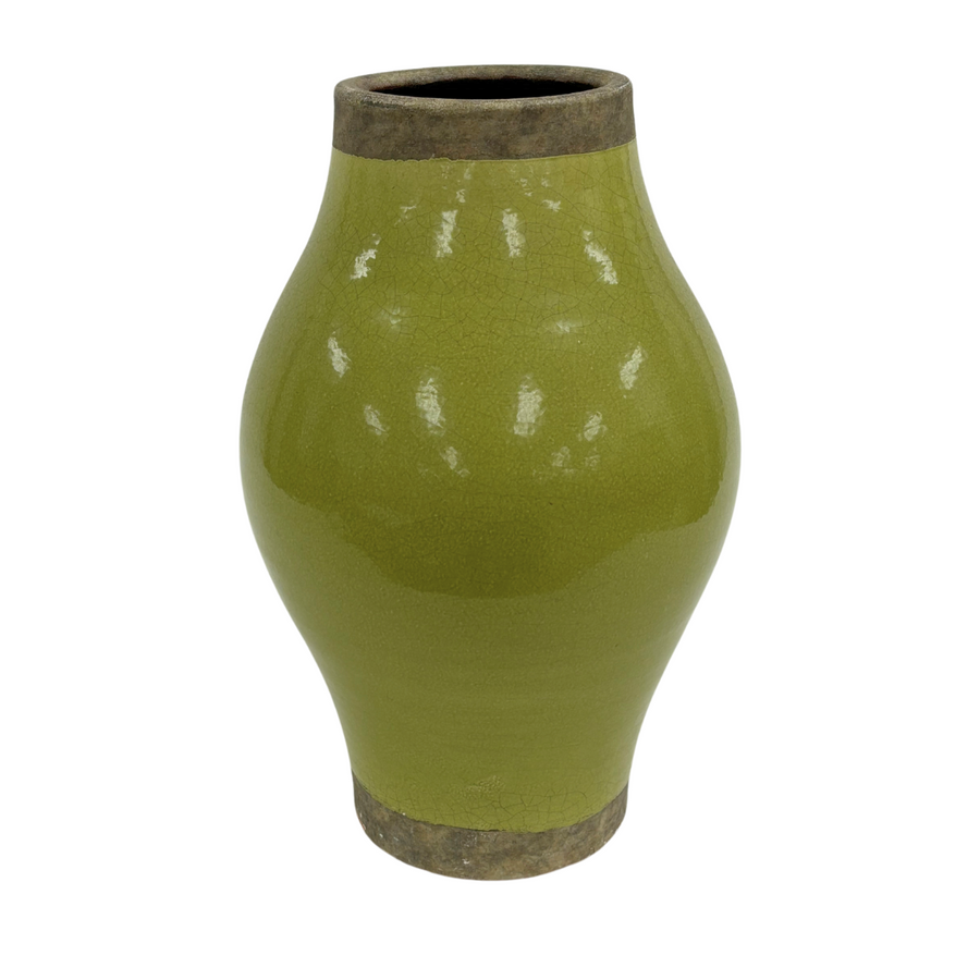 Large Bloated Green Vase