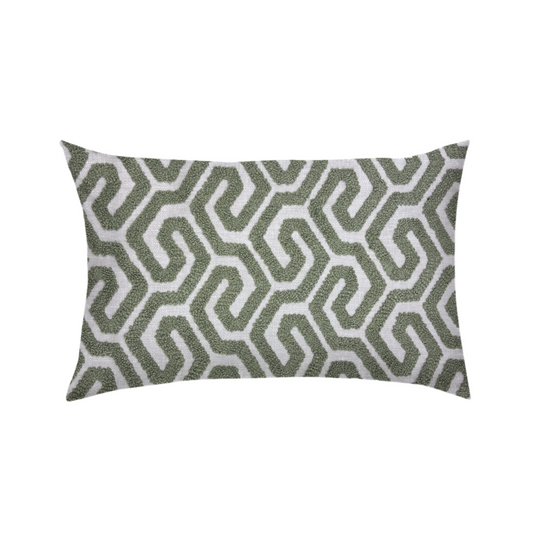 14x24 Green w/Off-white Interlocking Geometric Motif