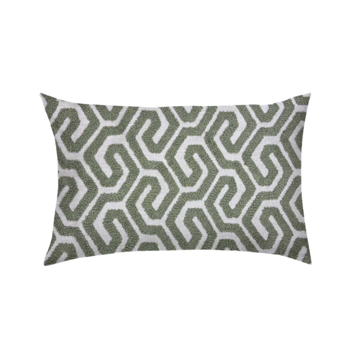 14x24 Green w/Off-white Interlocking Geometric Motif