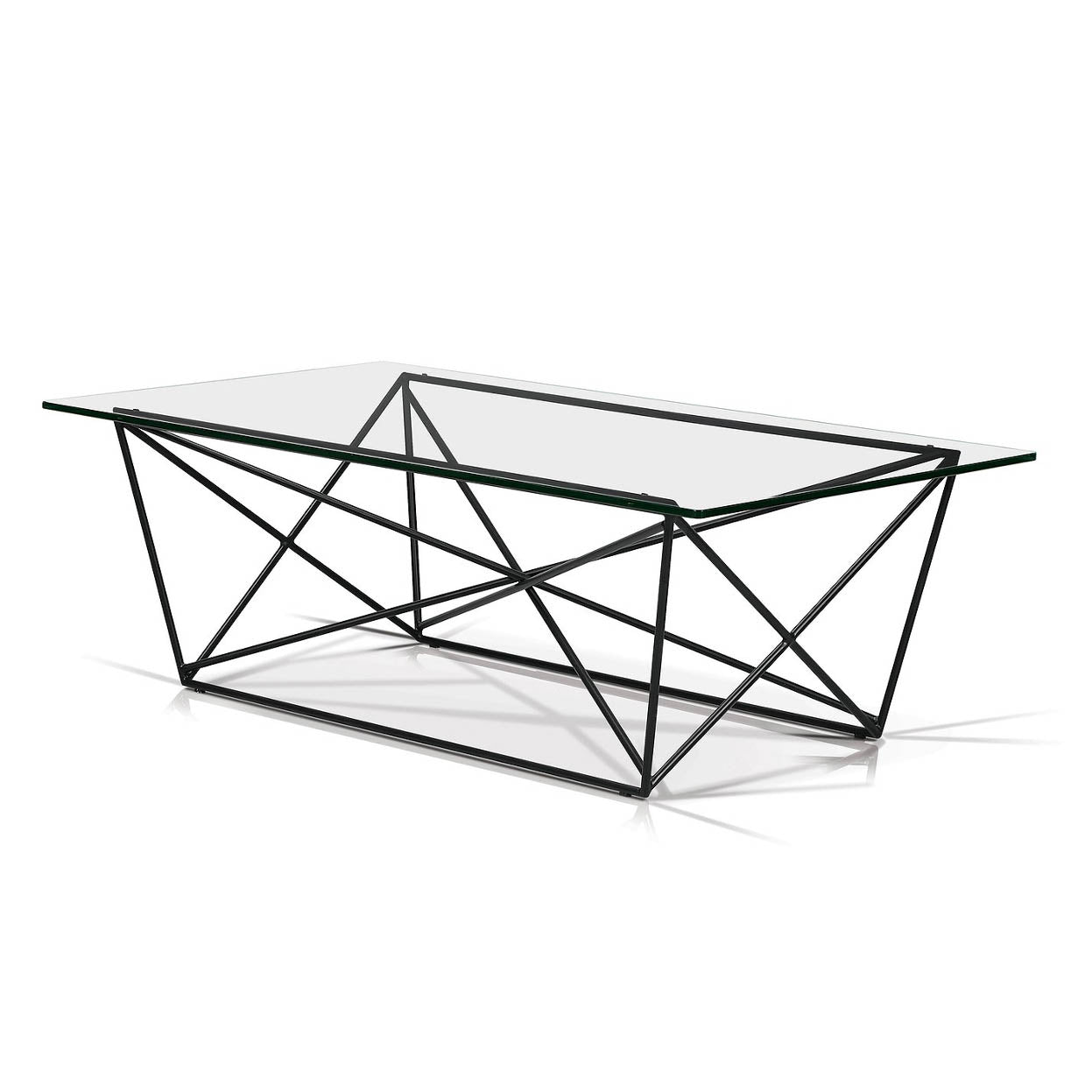 Diamond Rectangle Coffee Table w/ Glass Top.