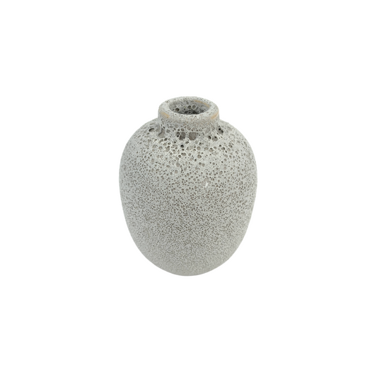 Textured Grey Cream Earthenware Vase