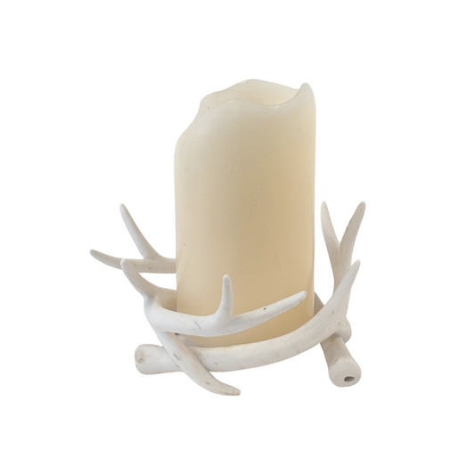 Rustic White Antler Candle Holder