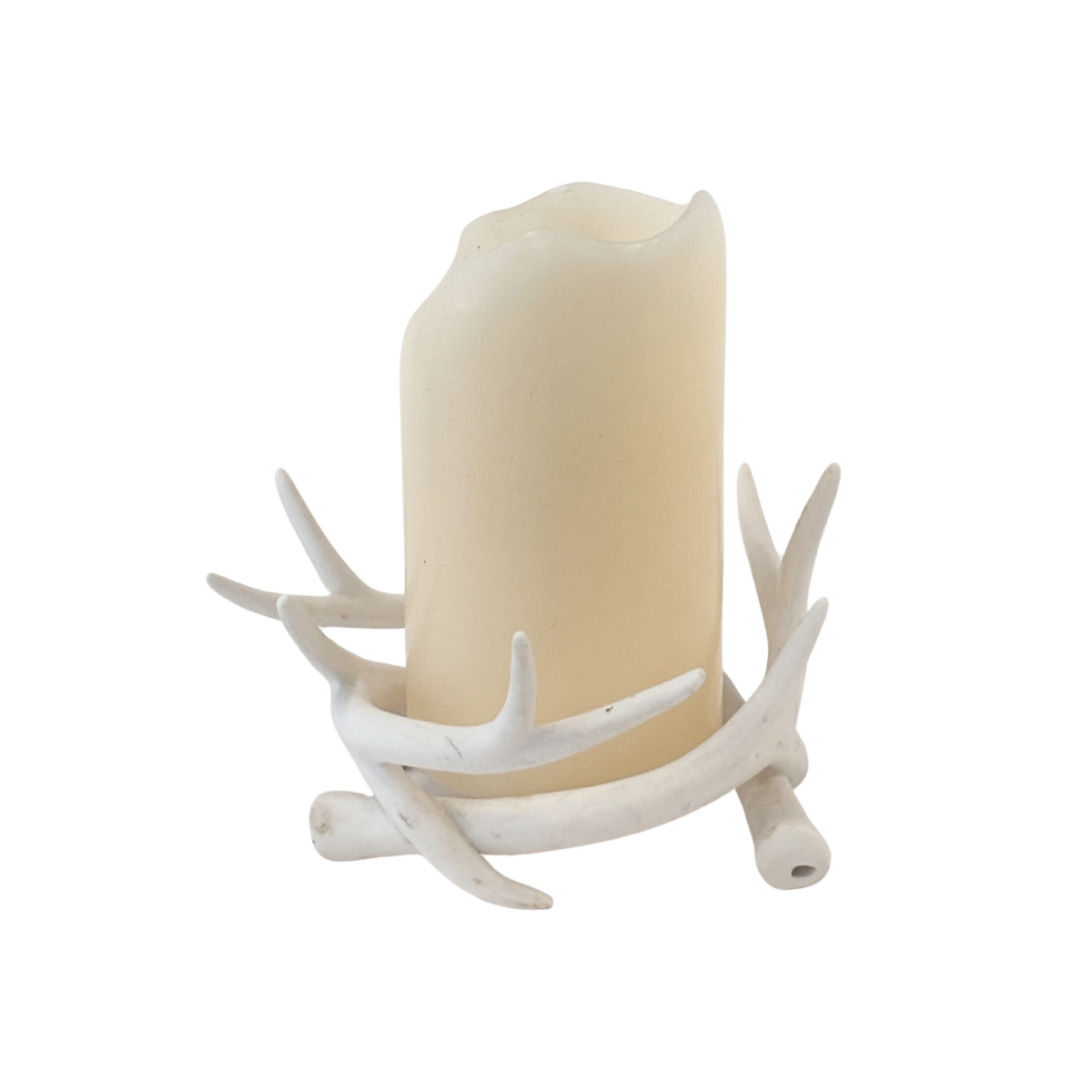 Rustic White Antler Candle Holder