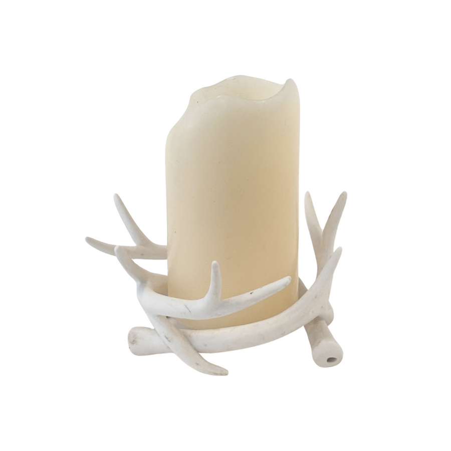 Rustic White Antler Candle Holder
