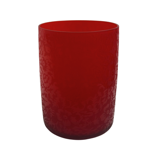 Red Sandblasted Floral Vase