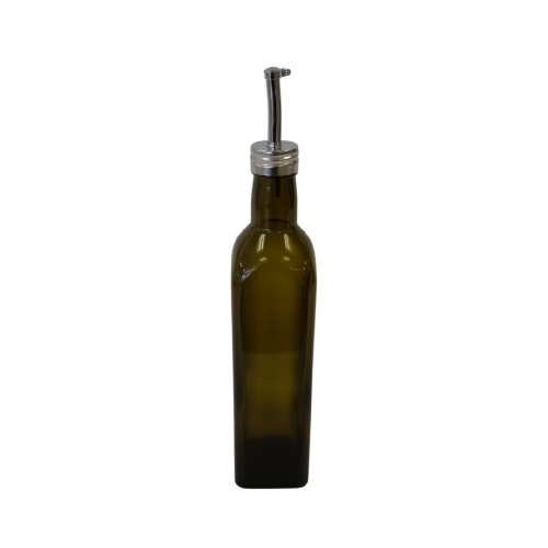 Bottle - Brown Glass Olive Oil w/Metal Lid