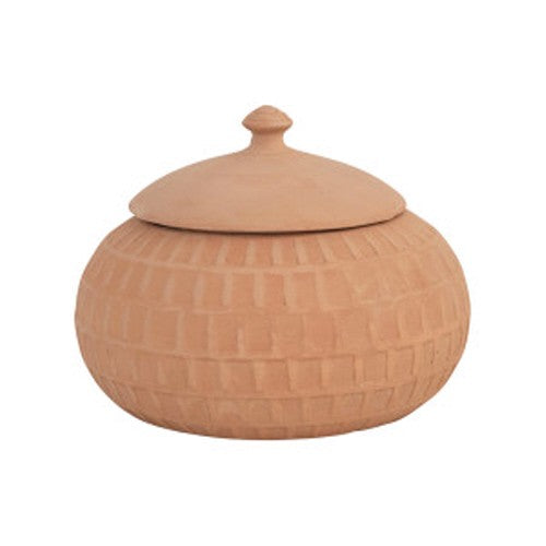 Jar - Round Carved Handmade w/ Lid
