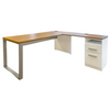 Desk - Receptionist White w/ Wood Top 72"