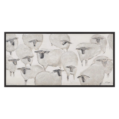 CLEARED Textured White & Sheep Canvas With Dark Grey  Frame