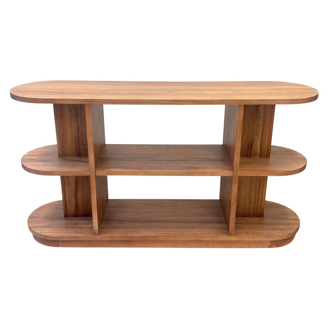 Light Walnut Open Shelf Console