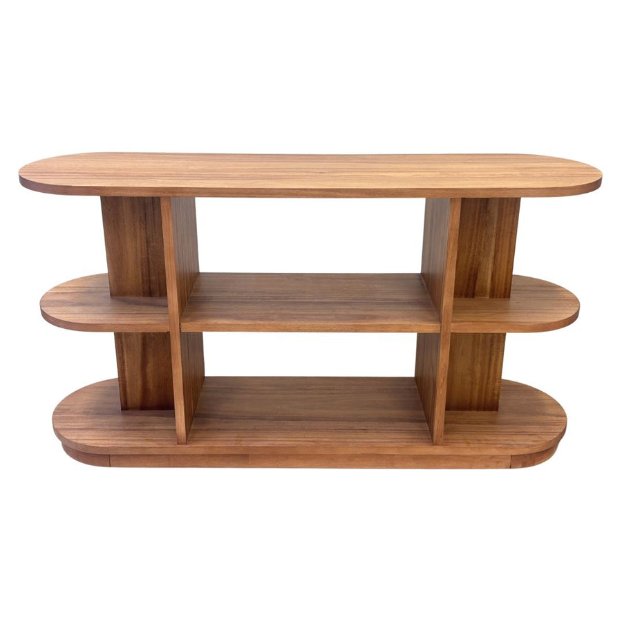 Light Walnut Open Shelf Console